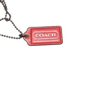 Authentic Coach Replacement Leather Hangtag Metallic Pink Coral Silver Logo GUC